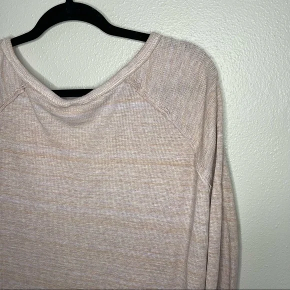 We the Free Free People Pink Coastline Peplum Long Sleeve Ruffle Hem Sweater Med - Picture 9 of 11